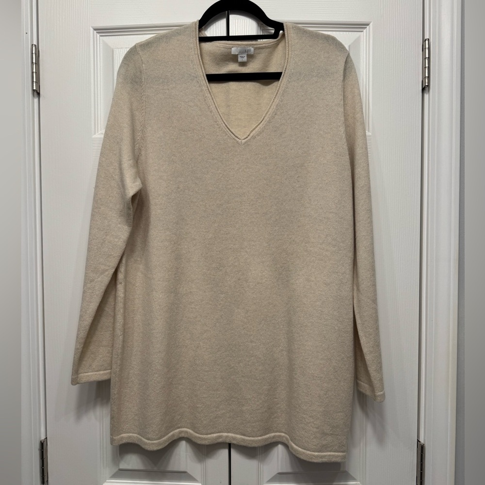 J. Jill Size L Soft Beige V-Neck Sweater Tunic